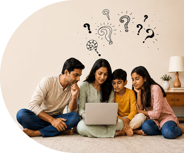 A family relaxing together at home
