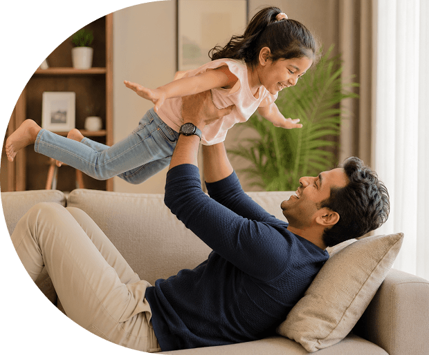 A father and daughter enjoying their new home